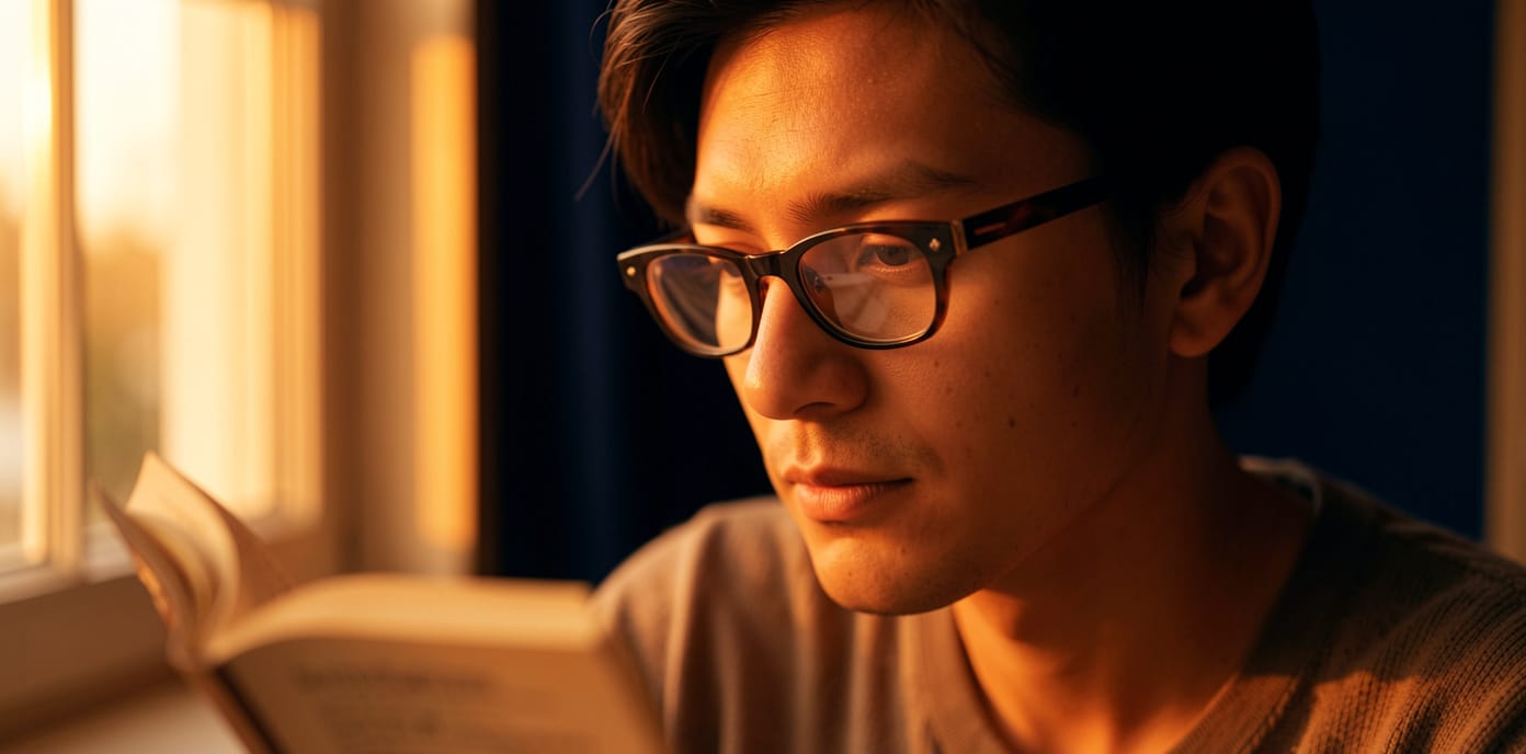 Person reading in soft window light